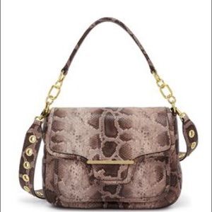 Henri Bendel Hasp Snakeskin Convertible Handbag
